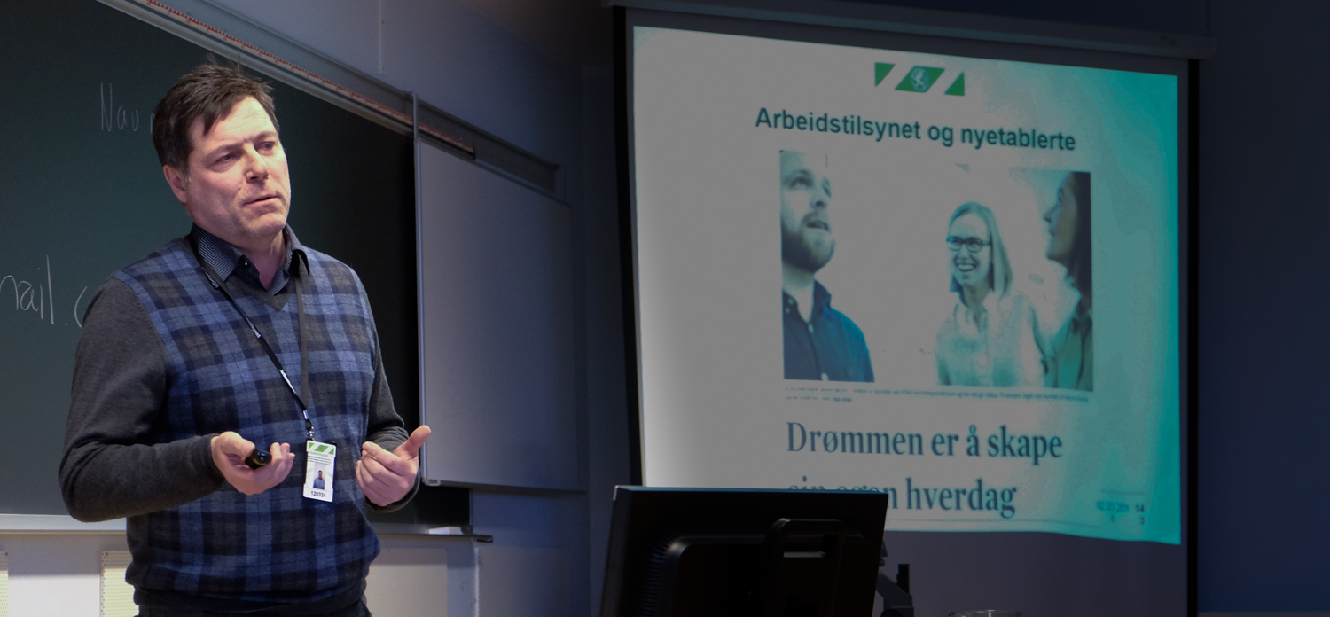 Starte-drive-dag på UiT, Campus Narvik, 2. mars 2016. Truls Johannesen fortale om arbidsmiljø.